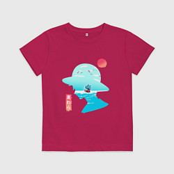 Футболка хлопковая детская One Piece Луффи в шляпе, цвет: маджента