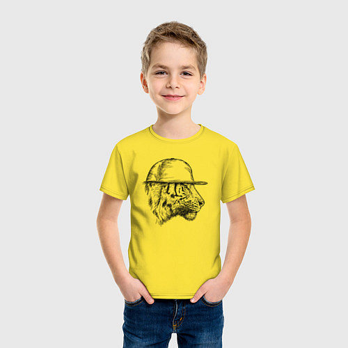 Детская футболка Профиль тигра репера / Желтый – фото 3