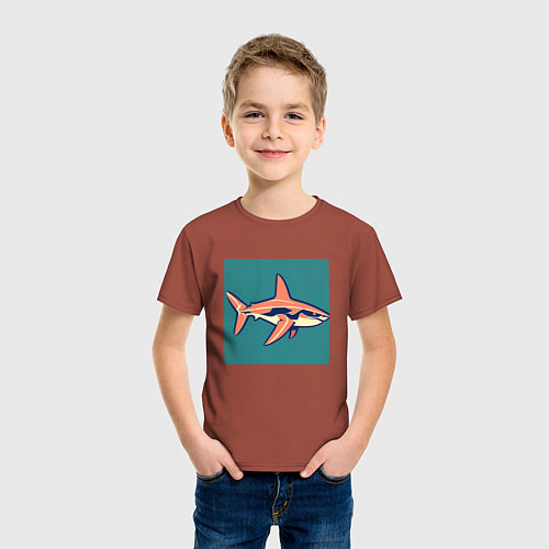 Детская футболка Акула арт / Кирпичный – фото 3
