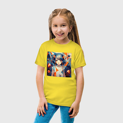 Детская футболка Девочка и пауки / Желтый – фото 4