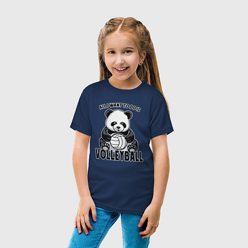Детская футболка Panda volleyball / Тёмно-синий – фото 4