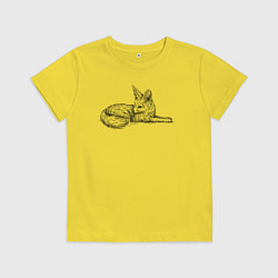 Футболка хлопковая детская Фенек лежит, цвет: желтый