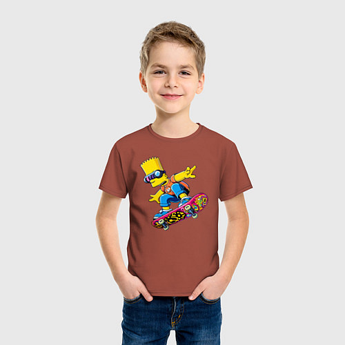 Детская футболка Bart Simpson on a skateboard - extreme / Кирпичный – фото 3