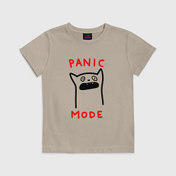 Футболка хлопковая детская Panic mode - котик, цвет: миндальный