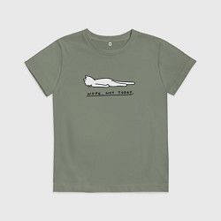 Футболка хлопковая детская Нет не сегодня - котик, цвет: авокадо