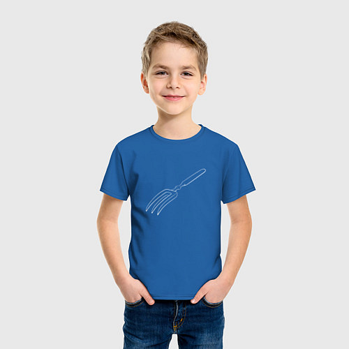 Детская футболка Невозможная вилка на тёмном / Синий – фото 3