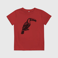 Футболка хлопковая детская Тукан на жердочке, цвет: красный