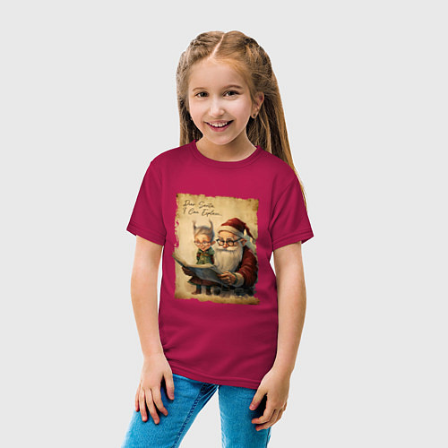 Детская футболка Санта и Эльф / Маджента – фото 4