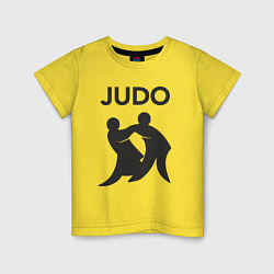 Футболка хлопковая детская Бойцы дзюдо, цвет: желтый