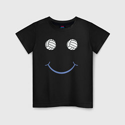 Футболка хлопковая детская Волейбольный позитив, цвет: черный
