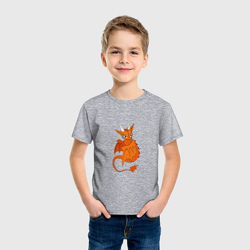 Детская футболка Оранжевый дракон / Меланж – фото 3