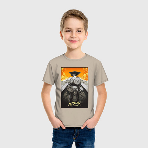 Детская футболка Безумный Макс - мотор / Миндальный – фото 3
