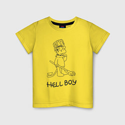 Футболка хлопковая детская Bart hellboy Lill Peep, цвет: желтый