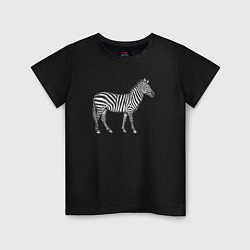 Футболка хлопковая детская Гравюра зебра в профиль, цвет: черный