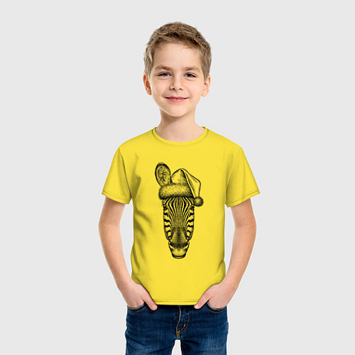 Детская футболка Голова зебры новогодней / Желтый – фото 3