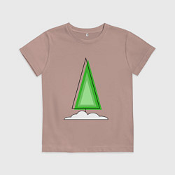 Футболка хлопковая детская Новогоднее праздничное дерево, цвет: пыльно-розовый