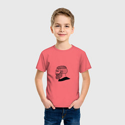 Футболка хлопковая детская Мужик мем да, цвет: коралловый — фото 2