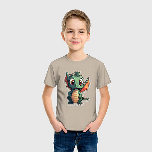 Детская футболка Символ года маленький дракоша / Миндальный – фото 3