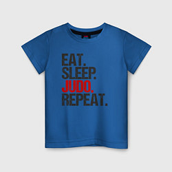 Футболка хлопковая детская Eat sleep judo repeat, цвет: синий