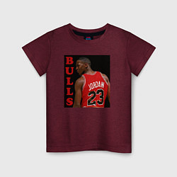 Футболка хлопковая детская Bulls Jordan, цвет: меланж-бордовый