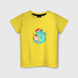 Футболка хлопковая детская Дракончик с подарком, цвет: желтый