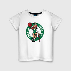 Футболка хлопковая детская Boston Celtics girl, цвет: белый