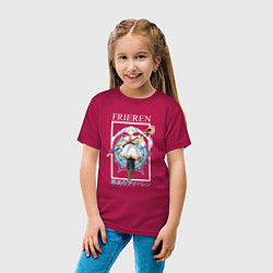 Футболка хлопковая детская Фрирен - в полете с посохом, цвет: маджента — фото 2