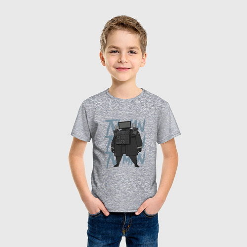 Детская футболка Упитанный ТВ Мен / Меланж – фото 3