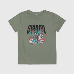 Футболка хлопковая детская Скибиди туалет и титан, цвет: авокадо