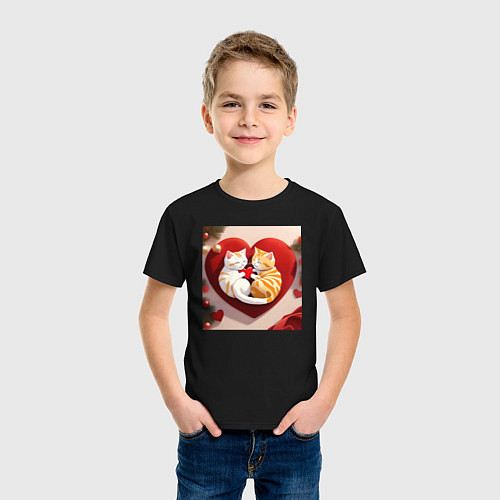 Детская футболка Котята с сердчком / Черный – фото 3