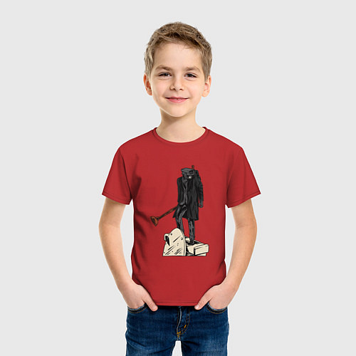 Детская футболка Камерамен победил скибиди туалет / Красный – фото 3