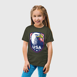Футболка хлопковая детская Орёл США, цвет: меланж-хаки — фото 2