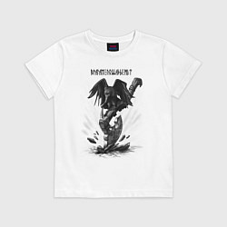 Футболка хлопковая детская Славянский ворон и боевой топор, цвет: белый