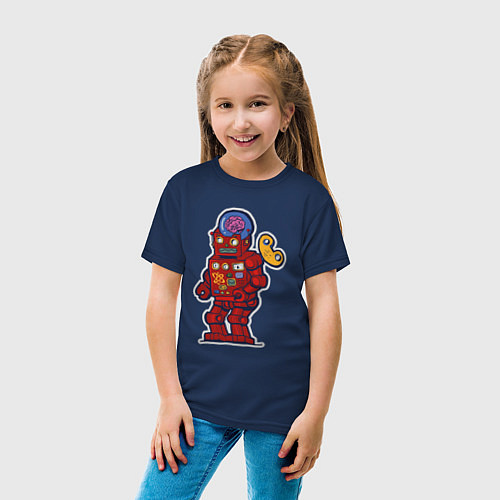 Детская футболка Ретро робот будущего / Тёмно-синий – фото 4