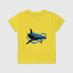 Футболка хлопковая детская Акула портрет, цвет: желтый