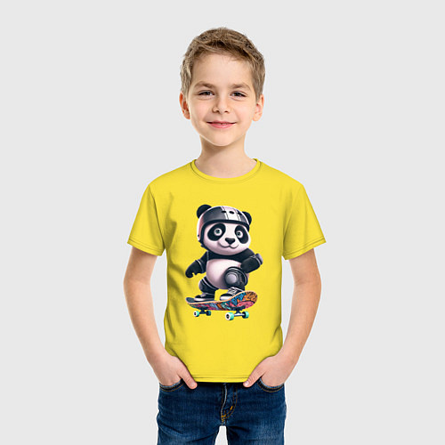 Детская футболка Cool panda on a skateboard - extreme / Желтый – фото 3