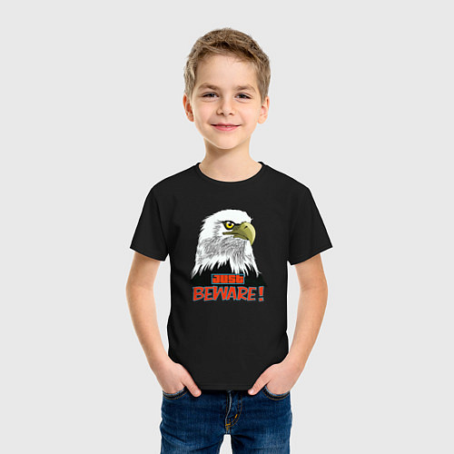 Детская футболка Взгляд орла / Черный – фото 3
