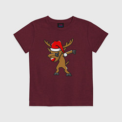 Футболка хлопковая детская Deer dabbing, цвет: меланж-бордовый