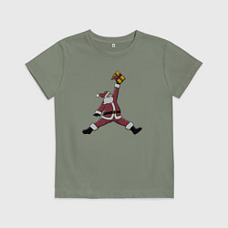 Футболка хлопковая детская Jumping Santa, цвет: авокадо