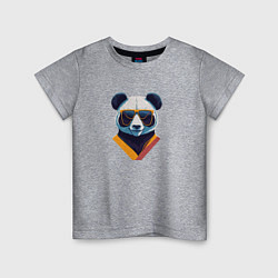 Футболка хлопковая детская Панда в модных очках, цвет: меланж