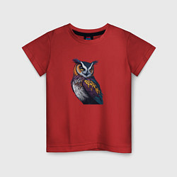 Футболка хлопковая детская Красочная сова, цвет: красный