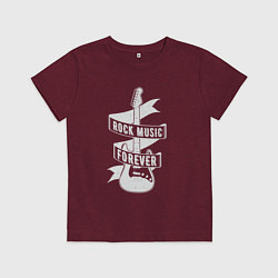 Футболка хлопковая детская Рок навсегда, цвет: меланж-бордовый