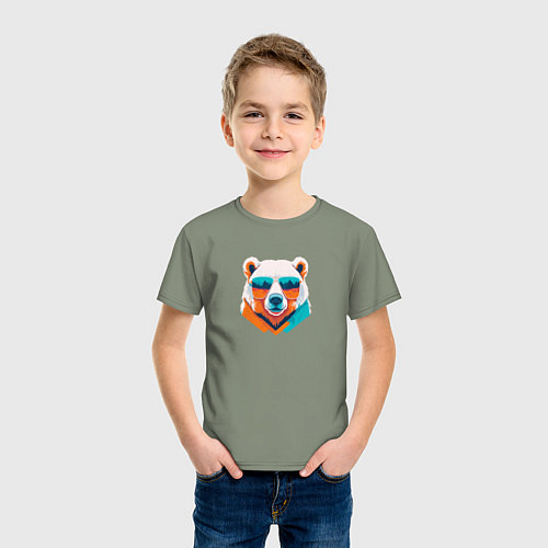 Детская футболка Стильный полярный медведь / Авокадо – фото 3