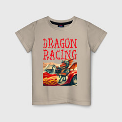 Футболка хлопковая детская Dragon cool racer - ai art, цвет: миндальный