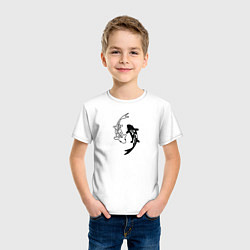 Футболка хлопковая детская Японские карпы Инь и Янь, цвет: белый — фото 2