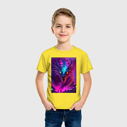 Футболка хлопковая детская Happy dragon year - ai art muzzle, цвет: желтый — фото 2