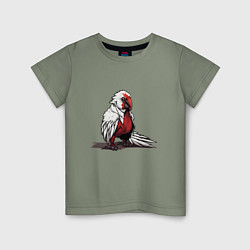 Футболка хлопковая детская Красный попугай, цвет: авокадо