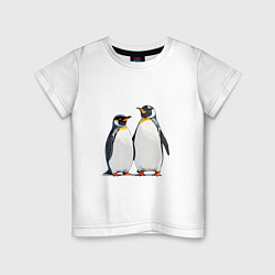 Футболка хлопковая детская Друзья-пингвины, цвет: белый