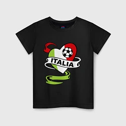 Футболка хлопковая детская Italia Football, цвет: черный
