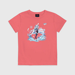 Футболка хлопковая детская Эола Лоуренс из Геншин Импакт, цвет: коралловый